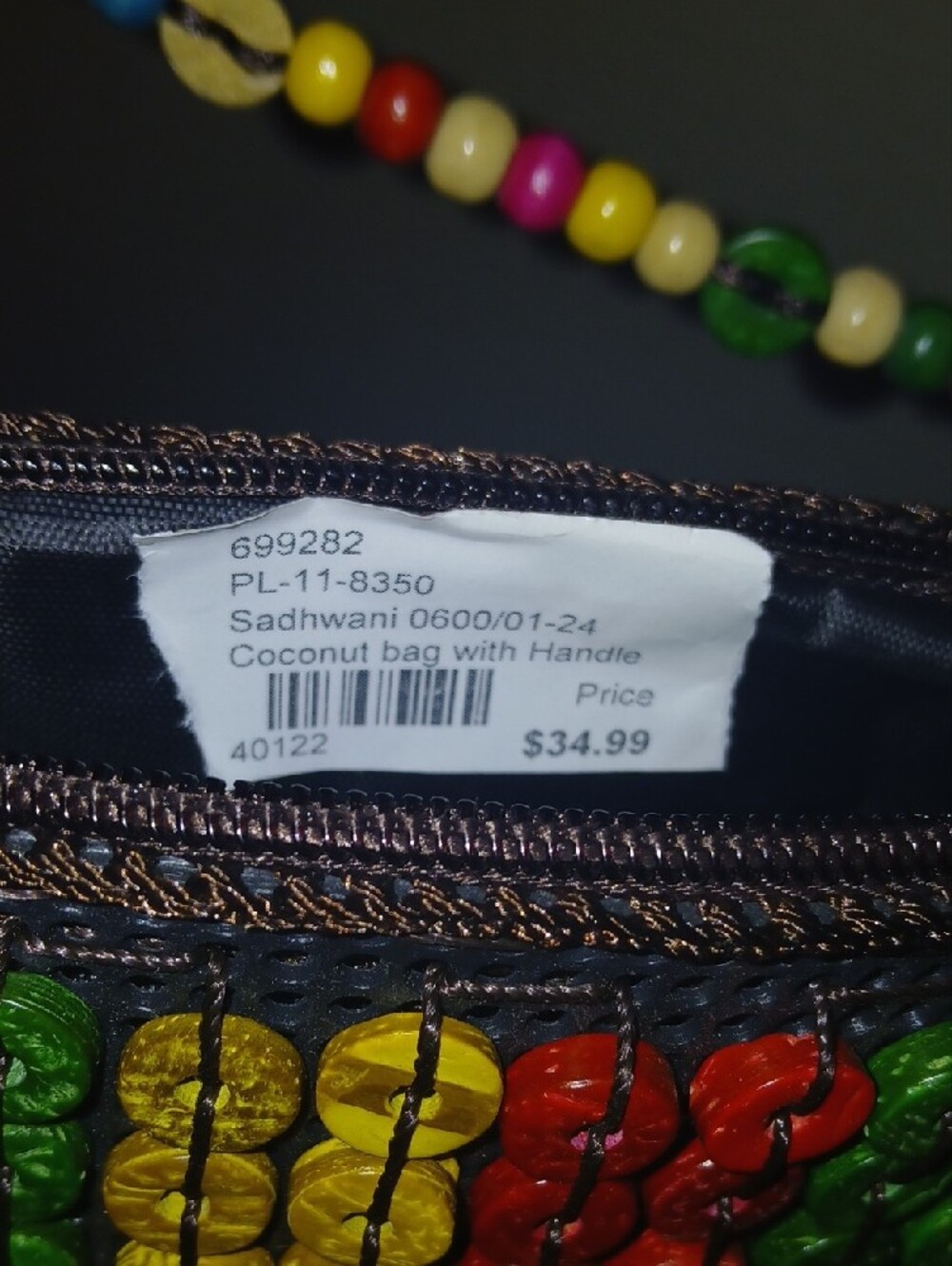 Jamaican Multicolor Beaded Flower Crossbody Bag - Picture 7 of 9